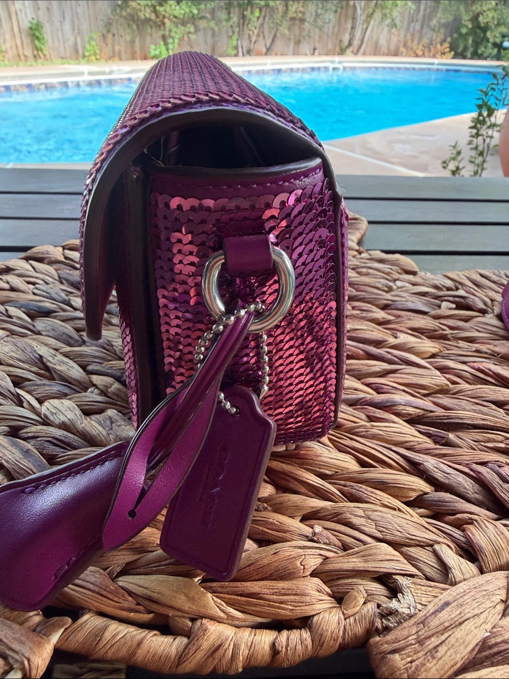 Coach Stuido Bag 20 with Sequins Dark Magenta NWOT - Picture 6 of 12